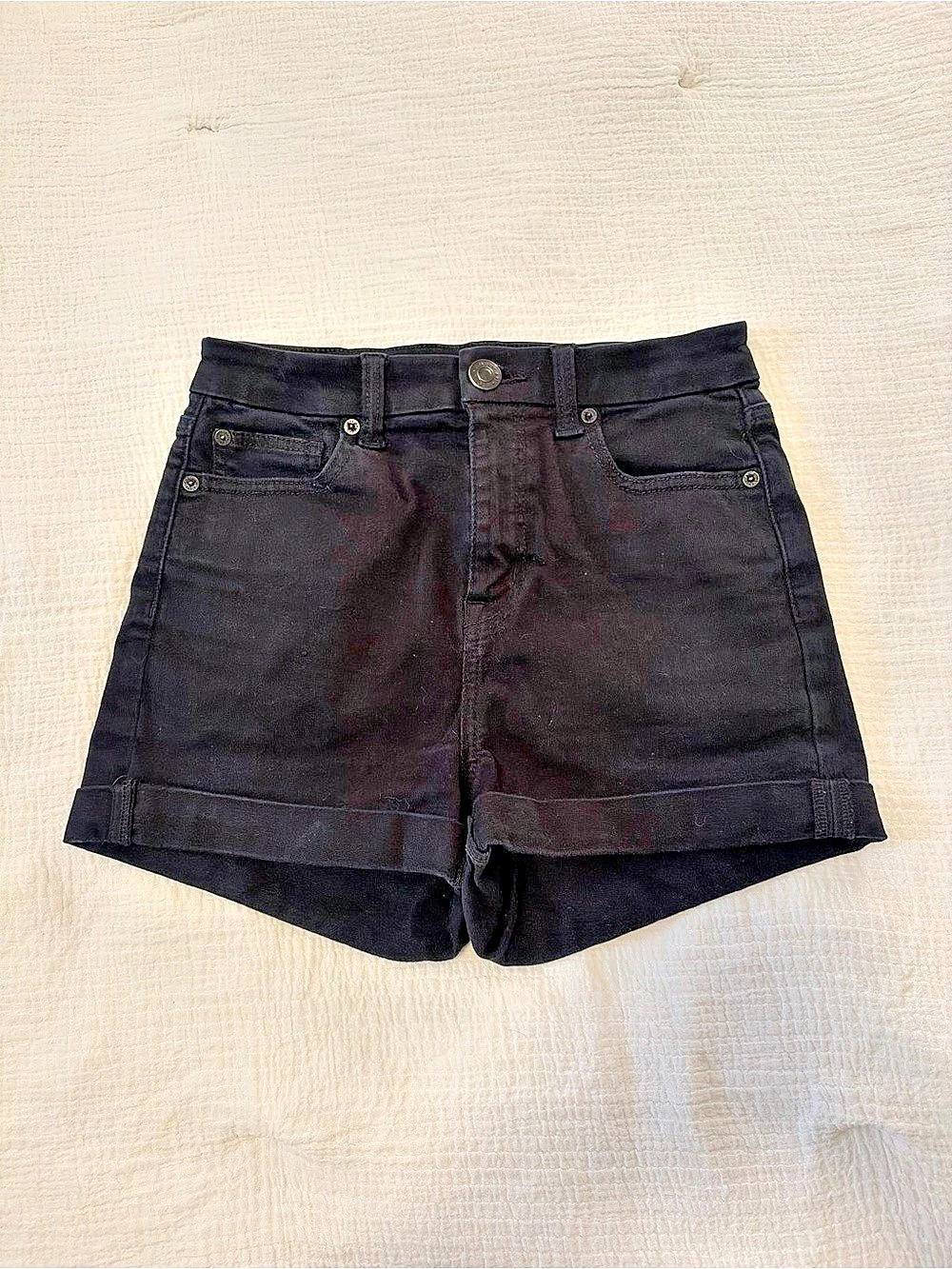 American Eagle Ne(X)t Level Stretch Black Jean Shorts Size 4